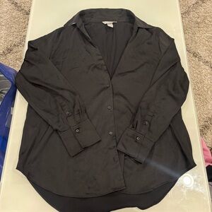 Black silk button up